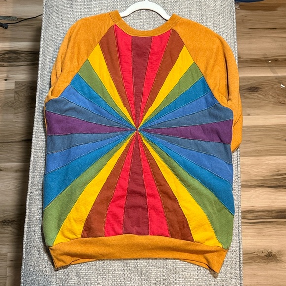 Aviator Nation Tops - RARE Aviator Nation Sunburst‎ Pullover Rainbow Mustard Yellow M
